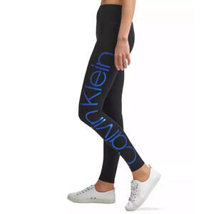 Calvin Klein Women's Bright Blue Jumbo Logo Full Length Leggings, Black, XS]
